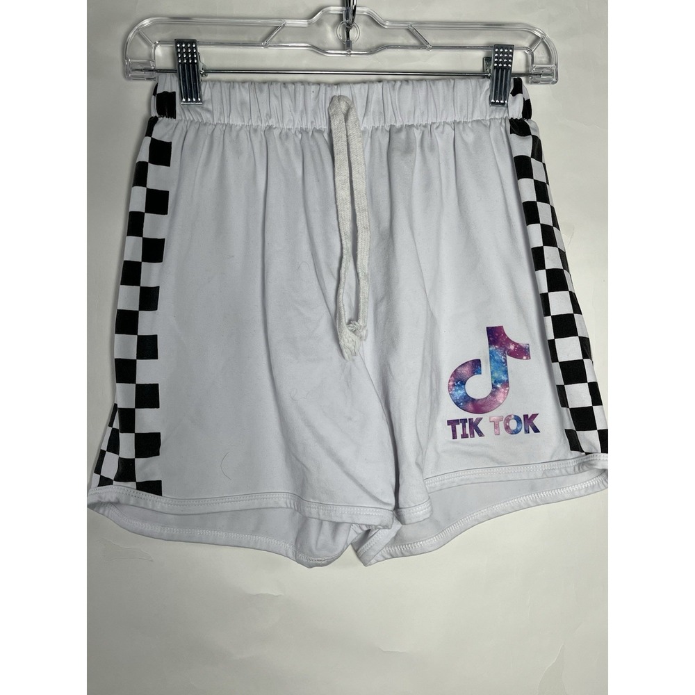 Unbranded Black and‎ White Checkered Patterned Shorts Tik Tok Graphic Sz Small